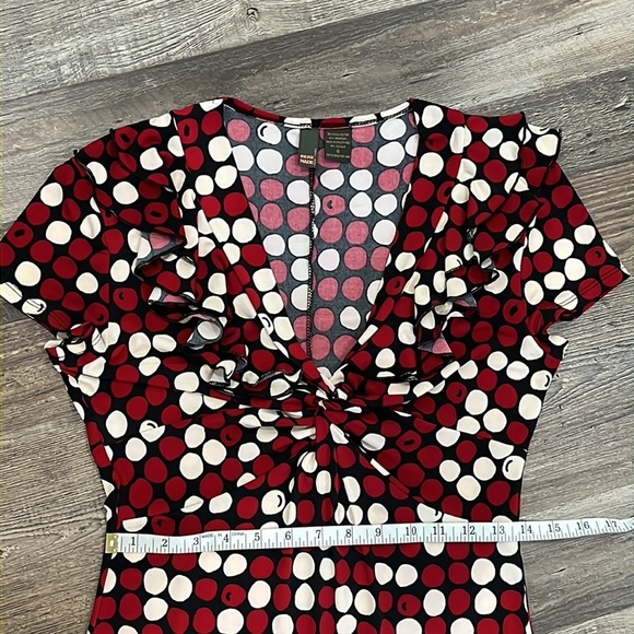 Sere Nade Red Black Dots Ruffle Flounce Short Sleeved Retro Pop Art Dress Sz S - Picture 8 of 12